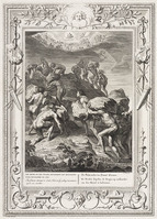 KG 12650
          <br/>
          Tempel der Muzen: De Reuzen stapelen de bergen op elkaar.
          <br/>
          <em>Picart, Bernard (1673-1733)</em>
